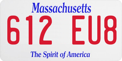 MA license plate 612EU8
