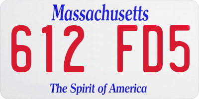 MA license plate 612FD5