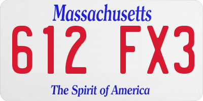 MA license plate 612FX3