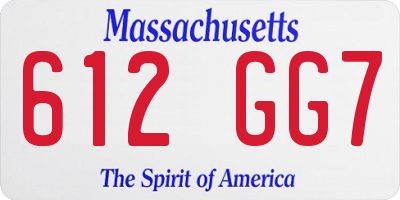 MA license plate 612GG7