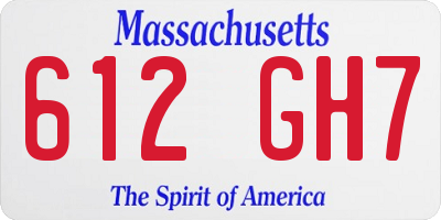 MA license plate 612GH7