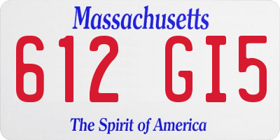 MA license plate 612GI5