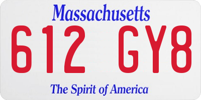 MA license plate 612GY8