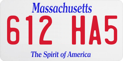 MA license plate 612HA5