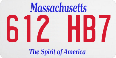 MA license plate 612HB7
