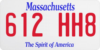 MA license plate 612HH8