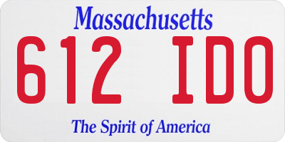 MA license plate 612ID0