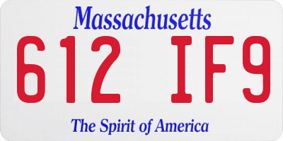 MA license plate 612IF9