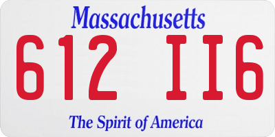 MA license plate 612II6