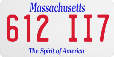 MA license plate 612II7