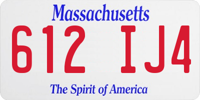MA license plate 612IJ4