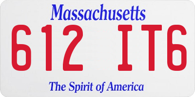 MA license plate 612IT6