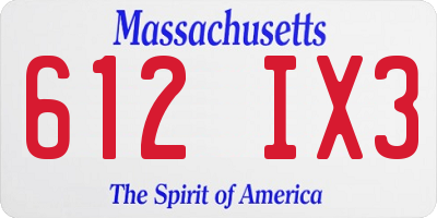 MA license plate 612IX3