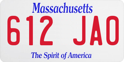 MA license plate 612JA0