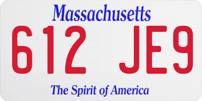 MA license plate 612JE9