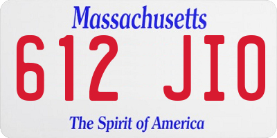 MA license plate 612JI0