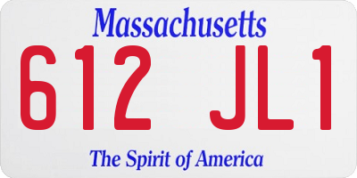 MA license plate 612JL1