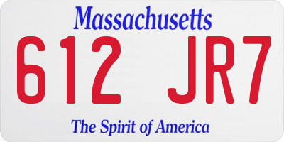 MA license plate 612JR7