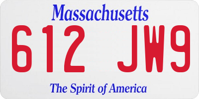 MA license plate 612JW9