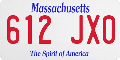 MA license plate 612JX0