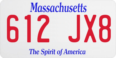 MA license plate 612JX8