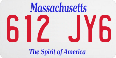 MA license plate 612JY6