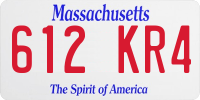 MA license plate 612KR4