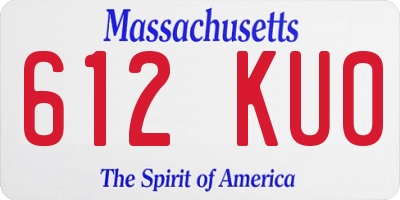 MA license plate 612KU0