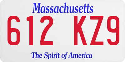 MA license plate 612KZ9