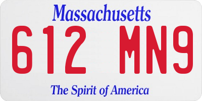 MA license plate 612MN9