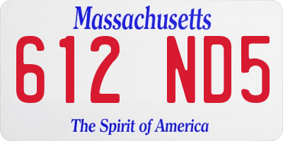 MA license plate 612ND5
