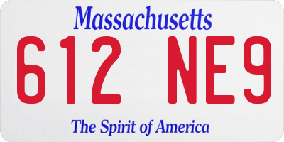 MA license plate 612NE9