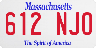 MA license plate 612NJ0