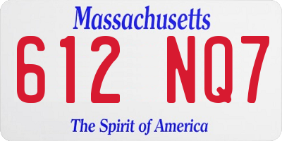 MA license plate 612NQ7