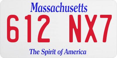 MA license plate 612NX7