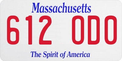 MA license plate 612OD0