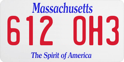MA license plate 612OH3