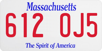 MA license plate 612OJ5