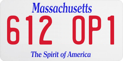MA license plate 612OP1
