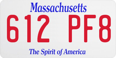 MA license plate 612PF8