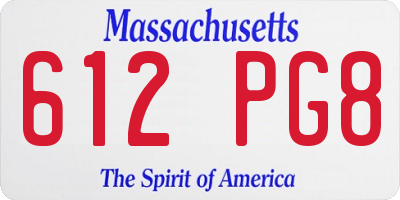 MA license plate 612PG8