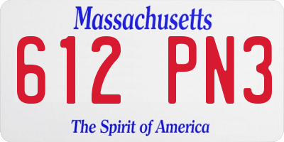 MA license plate 612PN3