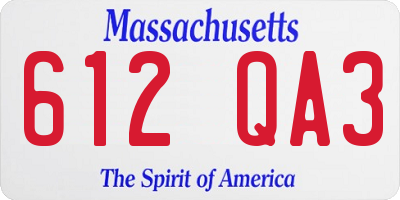 MA license plate 612QA3