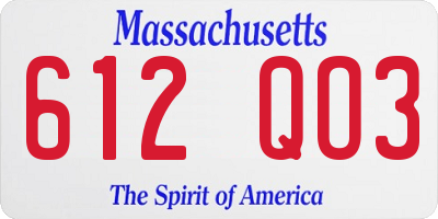 MA license plate 612QO3