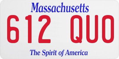 MA license plate 612QU0