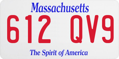 MA license plate 612QV9