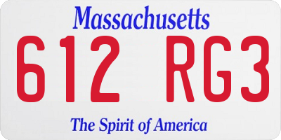 MA license plate 612RG3