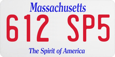 MA license plate 612SP5