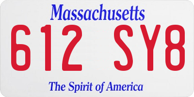 MA license plate 612SY8