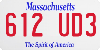 MA license plate 612UD3